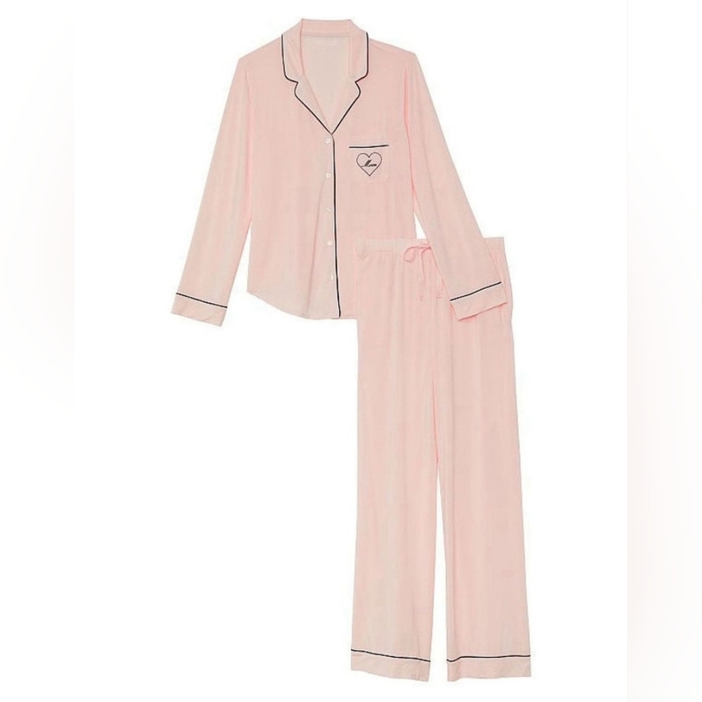 New Vicorias Secret Purest Pink Mom Heart Modal Long Pyjamas XL REGULAR